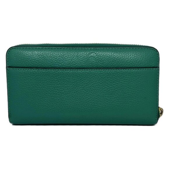 Auth COACH Accordion Zip Wallet CC489 Green Leather - Long Wallet - Picture 2 of 5